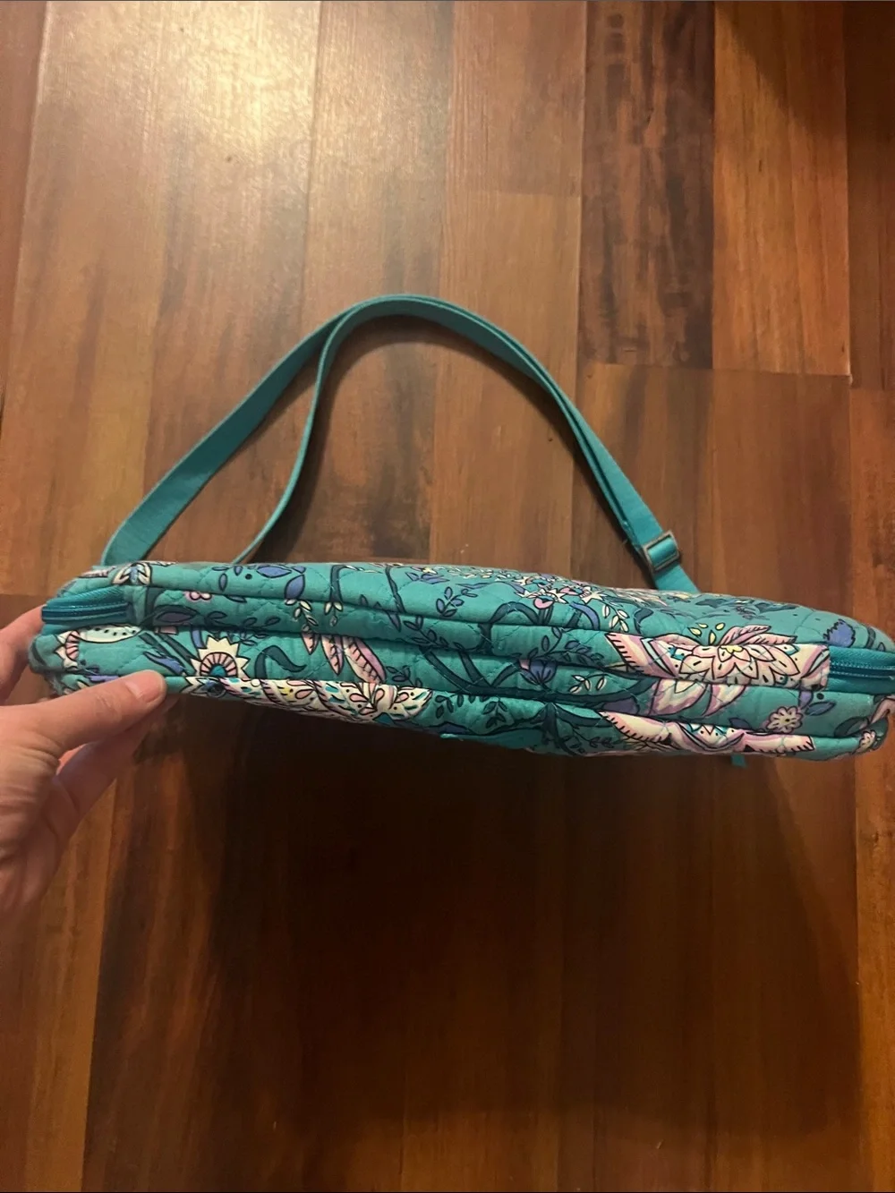 Vera Bradley Teal Quilted Floral Laptop Bag